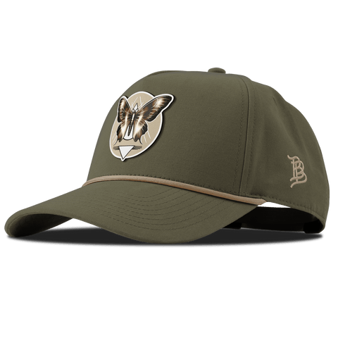 Moth Motif Curved Canvas 5 Panel Rope Vintage Loden