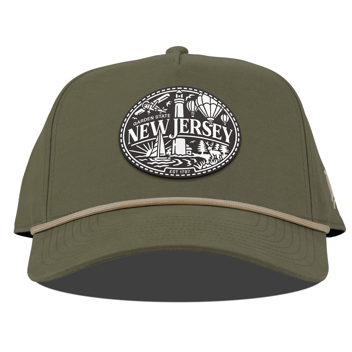 New Jersey Traveler Curved Canvas 5 Panel Rope Vintage Loden