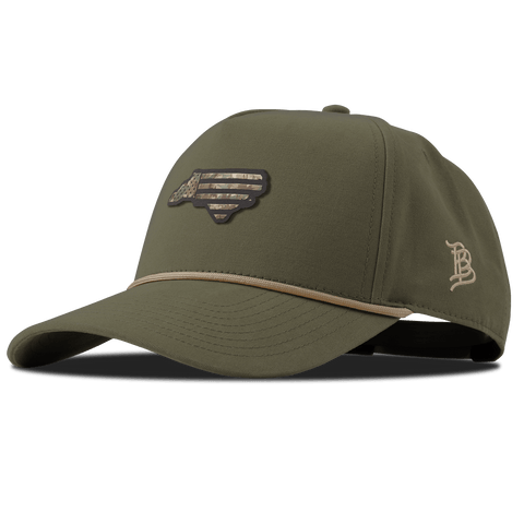 North Carolina Timber Camo Patriot Curved Canvas 5 Panel Rope Vintage Loden