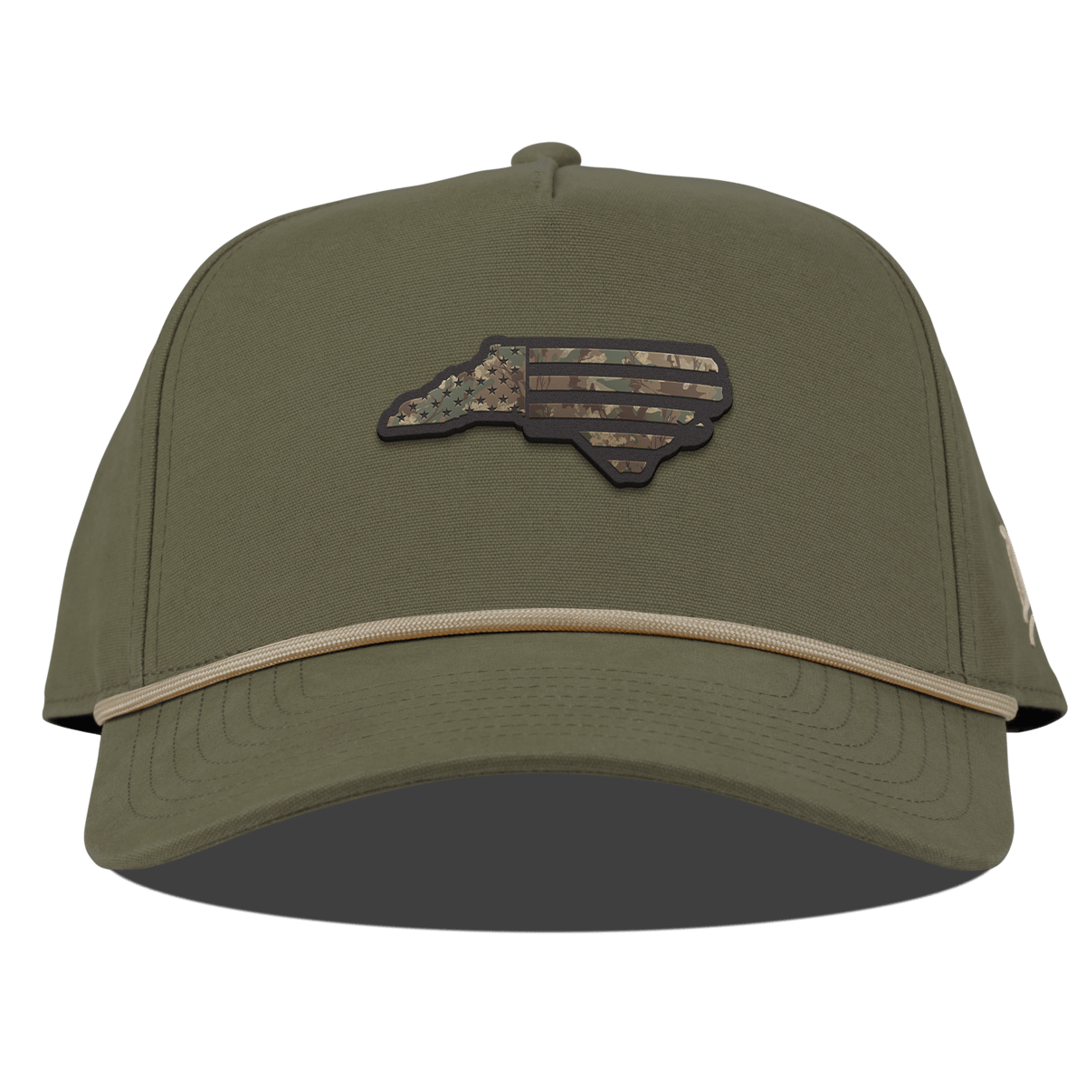 North Carolina Timber Camo Patriot Curved Canvas 5 Panel Rope Vintage Loden