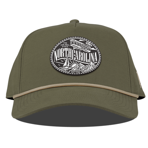 North Carolina Traveler Curved Canvas 5 Panel Rope Vintage Loden