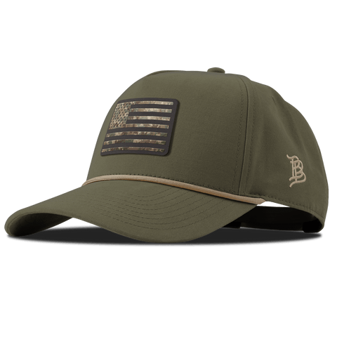 Old Glory Timber Camo Patriot Curved Canvas 5 Panel Rope Vintage Loden