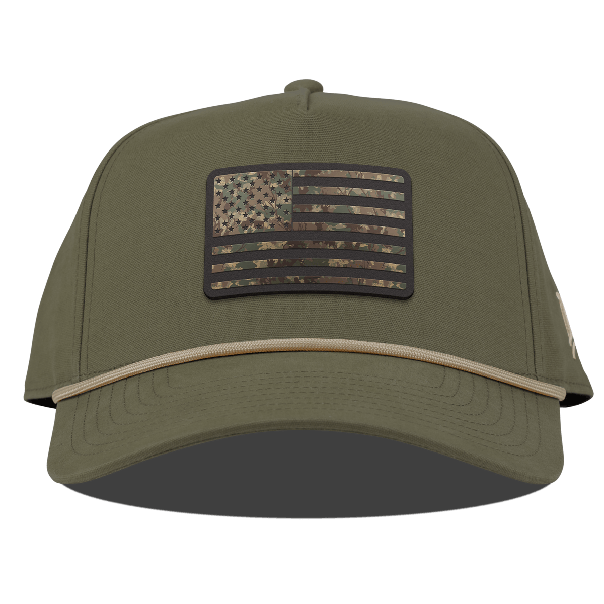 Old Glory Timber Camo Patriot Curved Canvas 5 Panel Rope Vintage Loden