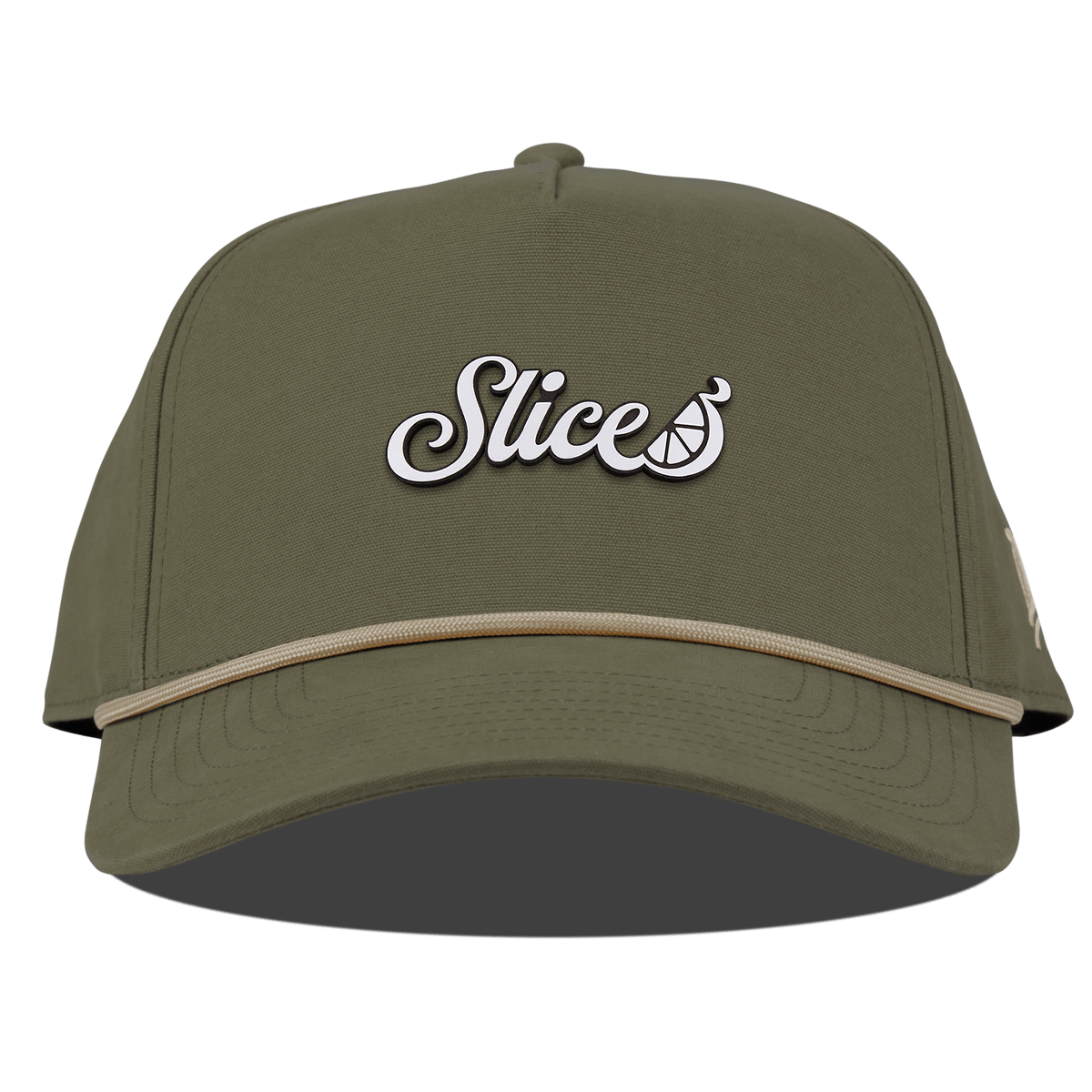 Sliced Script Curved Canvas 5 Panel Rope Vintage Loden