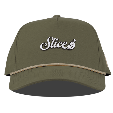 Sliced Script Curved Canvas 5 Panel Rope Vintage Loden