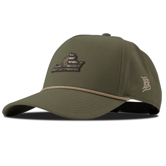 Virginia Timber Camo Patriot Curved Canvas 5 Panel Rope Vintage Loden