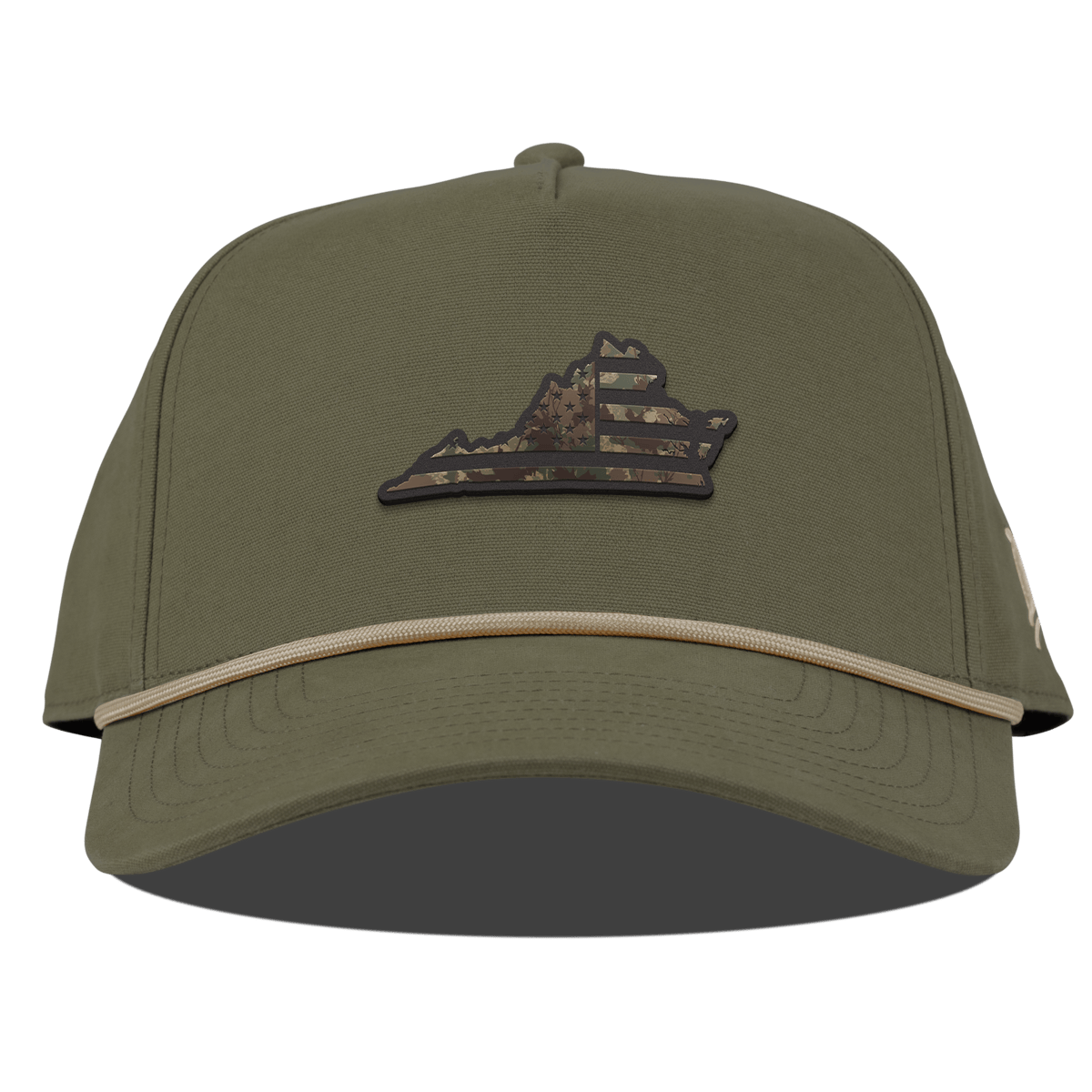 Virginia Timber Camo Patriot Curved Canvas 5 Panel Rope Vintage Loden