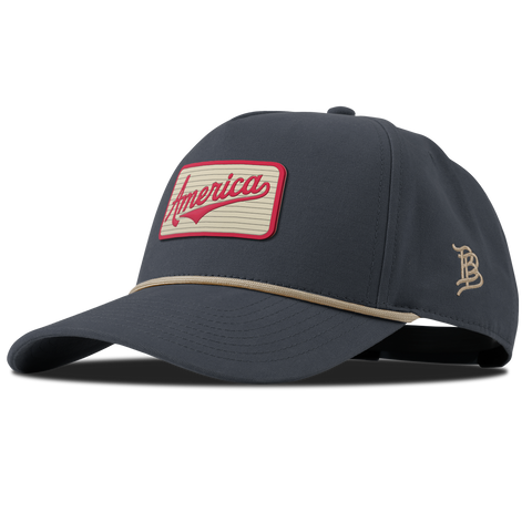 America Badge Curved Canvas 5 Panel Rope Vintage Navy