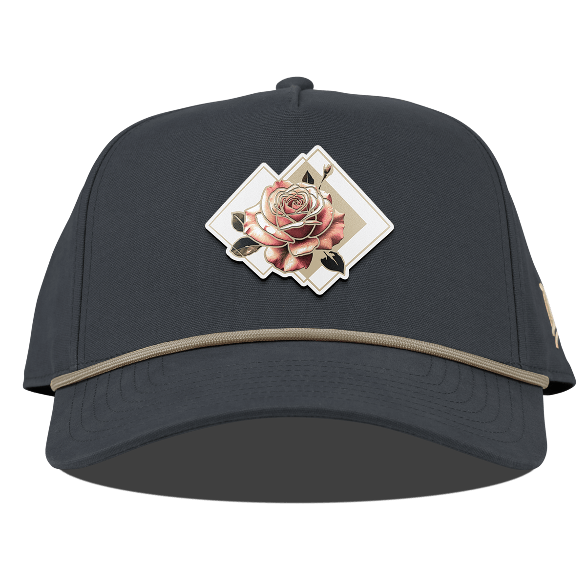 Blush Rose Curved Canvas 5 Panel Rope Vintage Navy