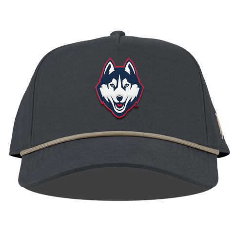 University of Connecticut "Huskies Mascot" Curved Canvas 5 Panel Rope Vintage Navy