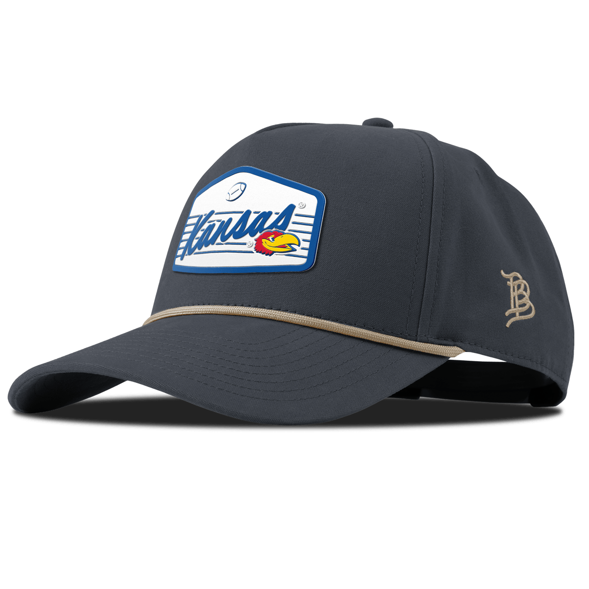 University of Kansas "Jayhawks Football" Curved Canvas 5 Panel Rope Vintage Navy