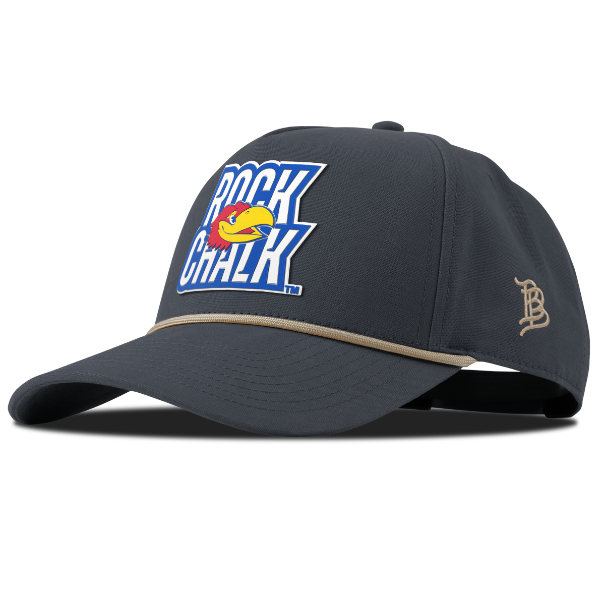 University of Kansas "Kansas Rock Chalk Block" Curved Canvas 5 Panel Rope Vintage Navy