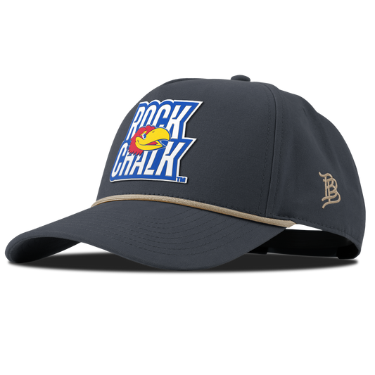 University of Kansas "Kansas Rock Chalk Block" Curved Canvas 5 Panel Rope Vintage Navy