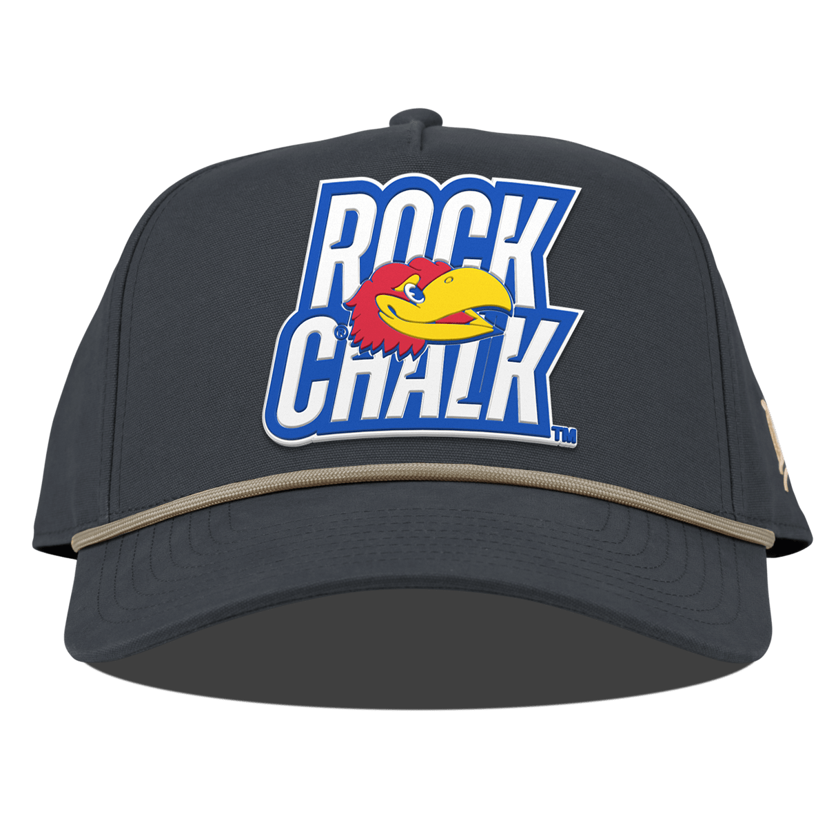 University of Kansas "Kansas Rock Chalk Block" Curved Canvas 5 Panel Rope Vintage Navy