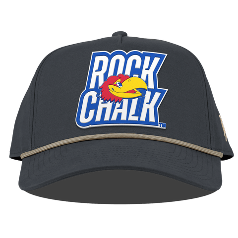 University of Kansas "Kansas Rock Chalk Block" Curved Canvas 5 Panel Rope Vintage Navy