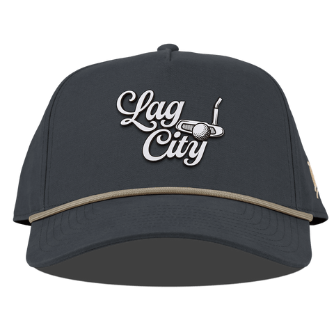 Lag City Script Curved Canvas 5 Panel Rope Vintage Navy
