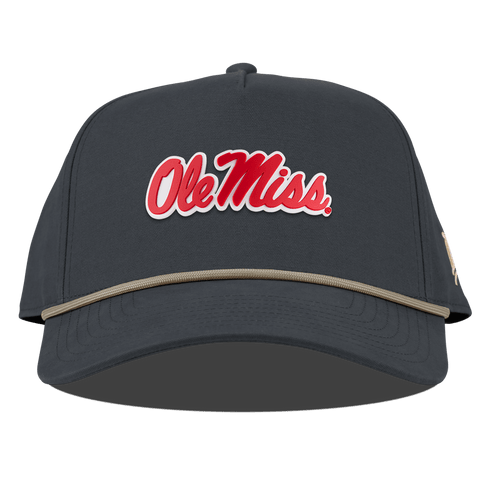 University of Mississippi "Ole Miss Crimson Script" Curved Canvas 5 Panel Rope VintageNavy