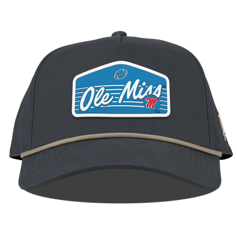 University of Mississippi "Rebel Football" Curved Canvas 5 Panel Rope Vintage Navy