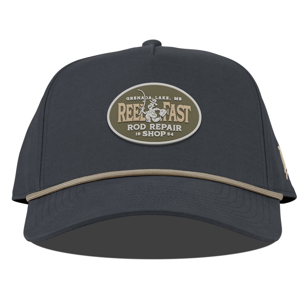Reel Fast Rod Repair Curved Canvas 5 Panel Rope Vintage Navy