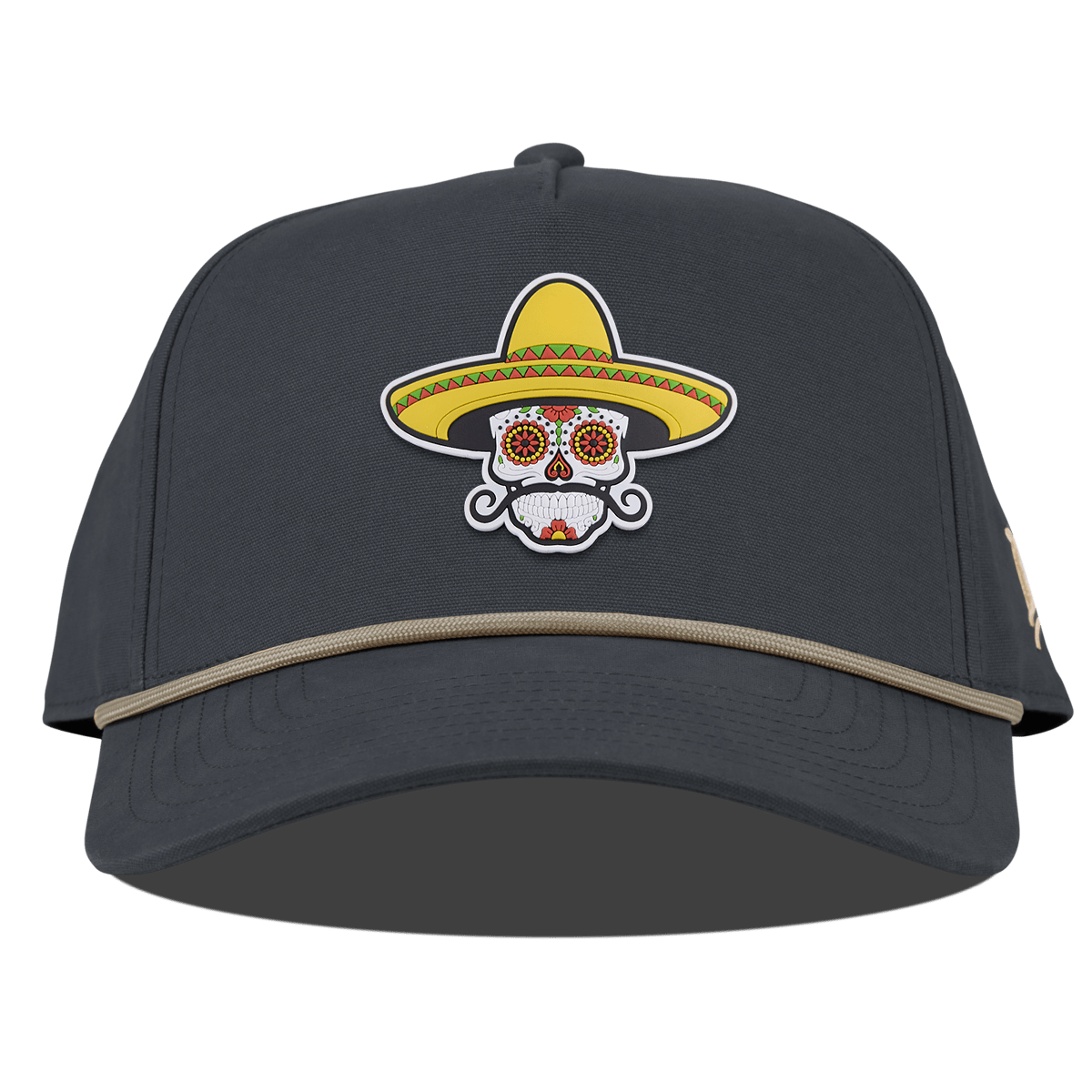 Sombrero Skull PVC Curved Canvas 5 Panel Rope Vintage Navy