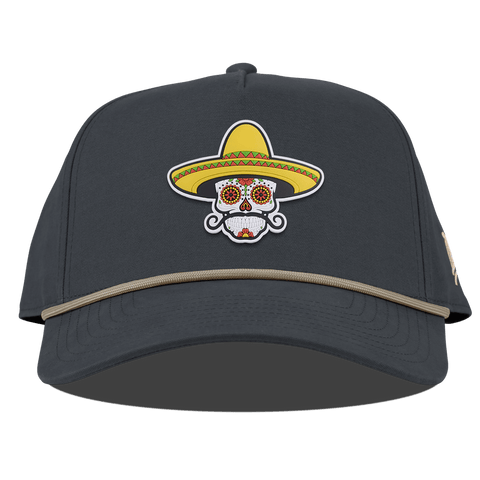 Sombrero Skull PVC Curved Canvas 5 Panel Rope Vintage Navy