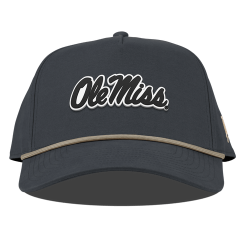 University of Mississippi "Vintage Ole Miss Team Logo" Curved Canvas 5 Panel Rope Vintage Navy