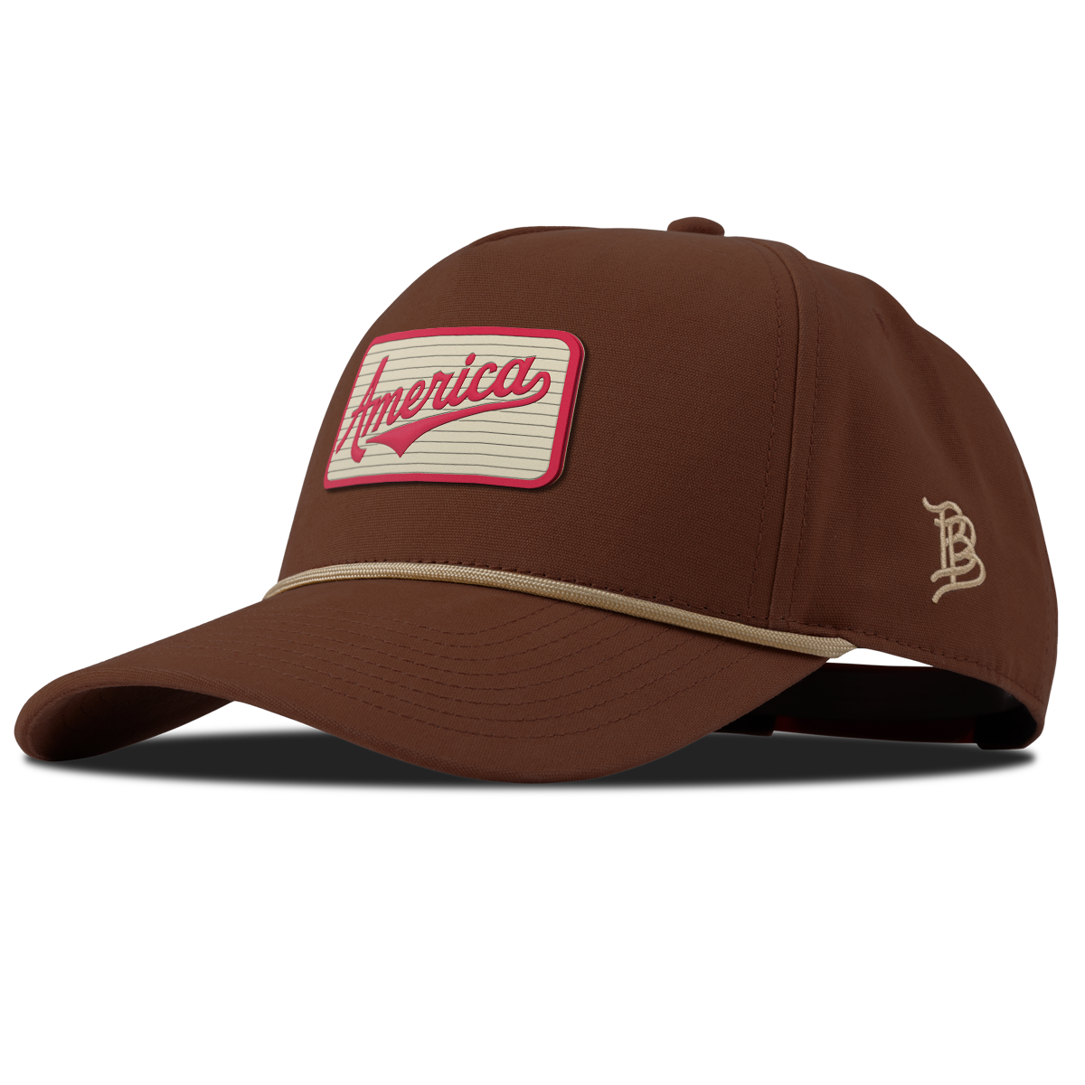 America Badge Curved Canvas 5 Panel Rope Vintage Rust