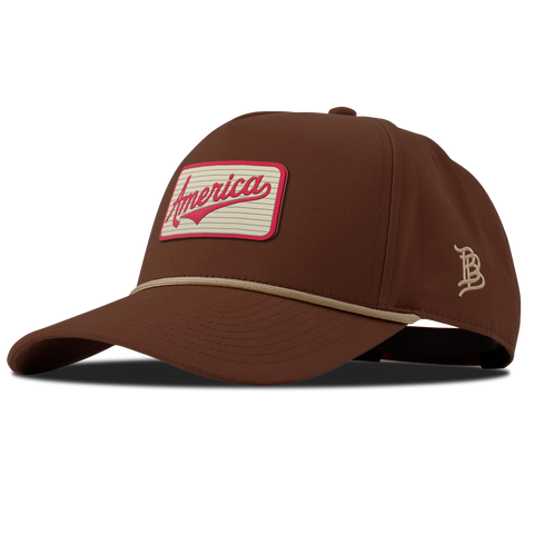 America Badge Curved Canvas 5 Panel Rope Vintage Rust