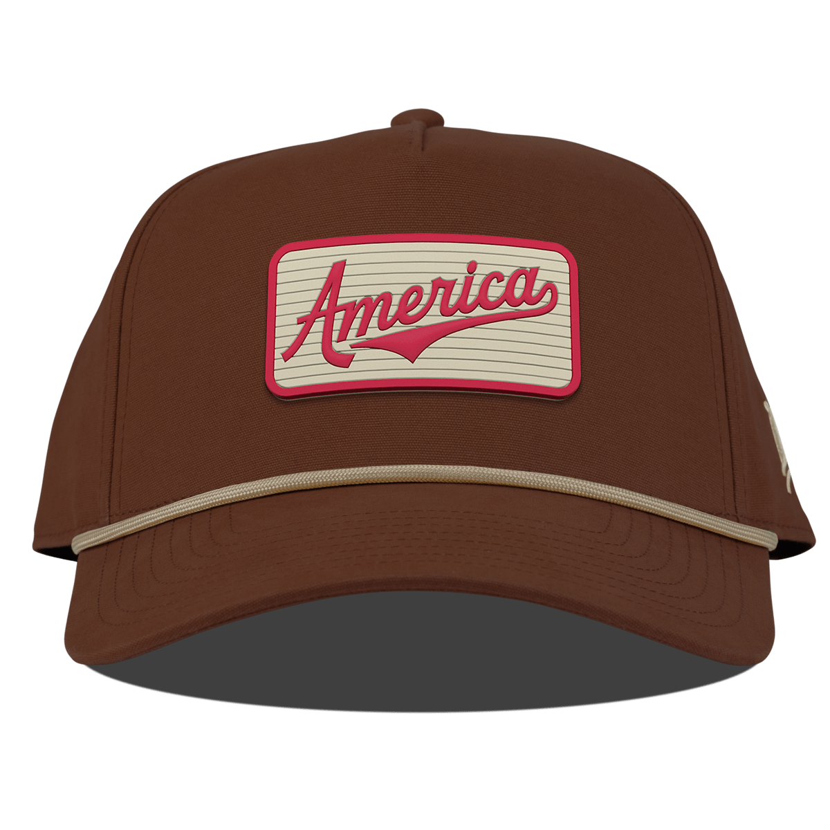 America Badge Curved Canvas 5 Panel Rope Vintage Rust