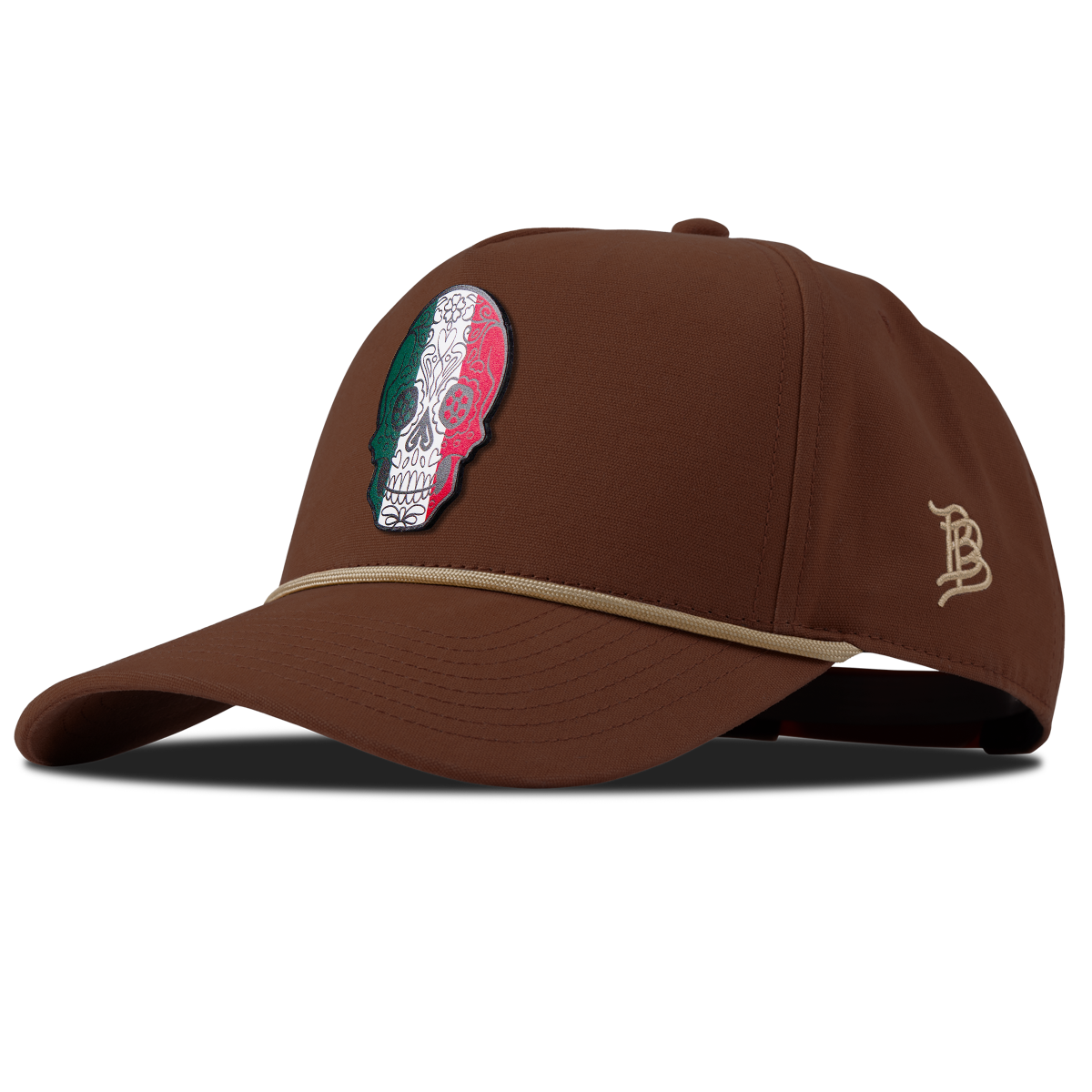 Fiesta Sugar Skull Curved Canvas 5 Panel Rope Vintage Rust