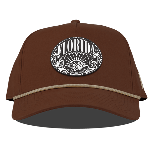 Florida Traveler Curved Canvas 5 Panel Rope Vintage Rust