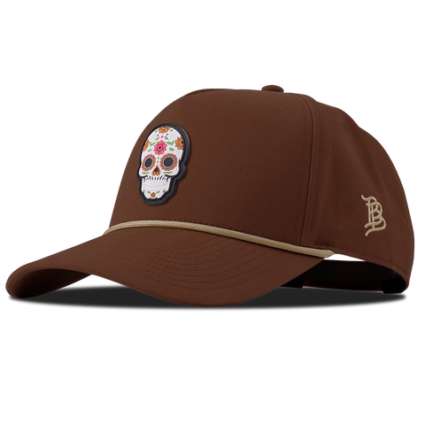 Flower Skull PVC Curved Canvas 5 Panel Rope Vintage Rust