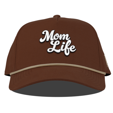 Mom Life Script Curved Canvas 5 Panel Rope Vintage Rust