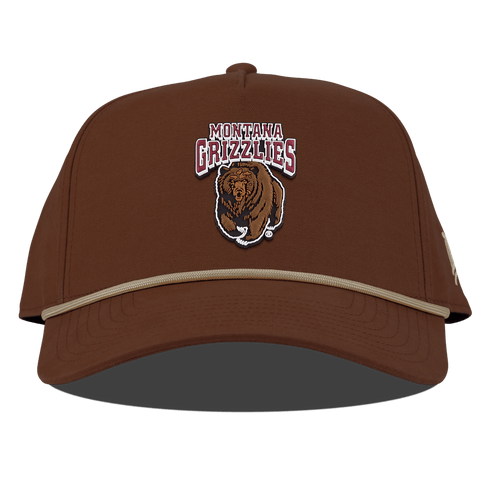 University of Montana "Montana Grizzlies Team Logo" Curved Canvas 5 Panel Rope Vintage Rust