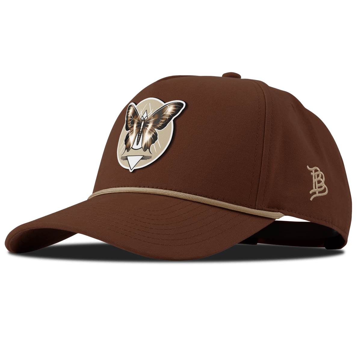 Moth Motif Curved Canvas 5 Panel Rope Vintage Rust