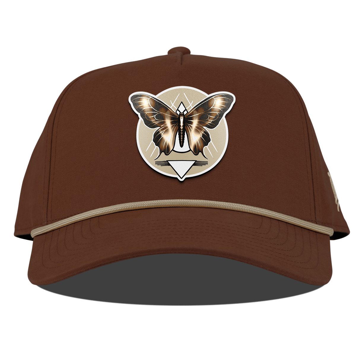 Moth Motif Curved Canvas 5 Panel Rope Vintage Rust