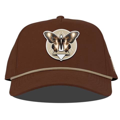 Moth Motif Curved Canvas 5 Panel Rope Vintage Rust