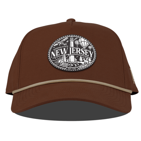 New Jersey Traveler Curved Canvas 5 Panel Rope Vintage Rust
