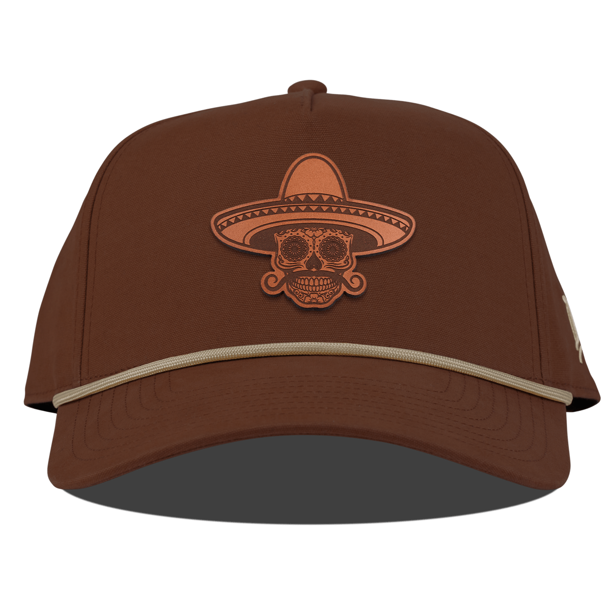 Sombrero Skull Curved Canvas 5 Panel Rope Vintage Rust