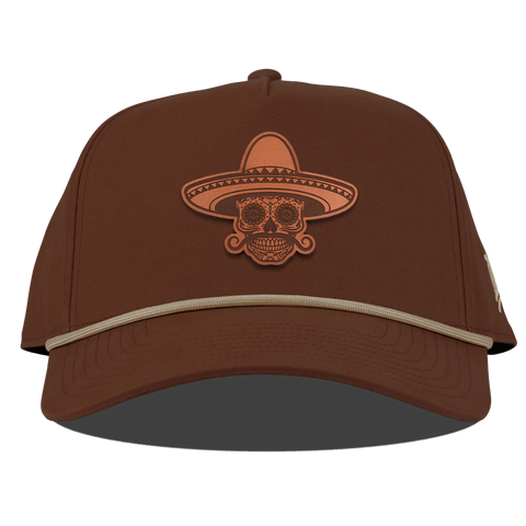 Sombrero Skull Curved Canvas 5 Panel Rope Vintage Rust