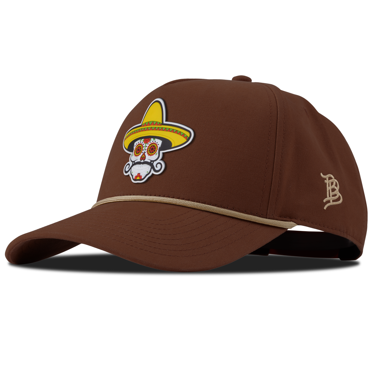 Sombrero Skull PVC Curved Canvas 5 Panel Rope Vintage Rust