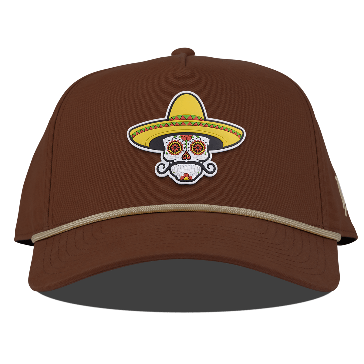 Sombrero Skull PVC Curved Canvas 5 Panel Rope Vintage Rust