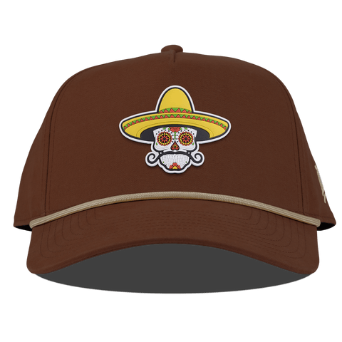 Sombrero Skull PVC Curved Canvas 5 Panel Rope Vintage Rust