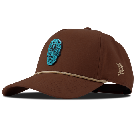Turquoise Skull PVC Curved Canvas 5 Panel Rope Vintage Rust