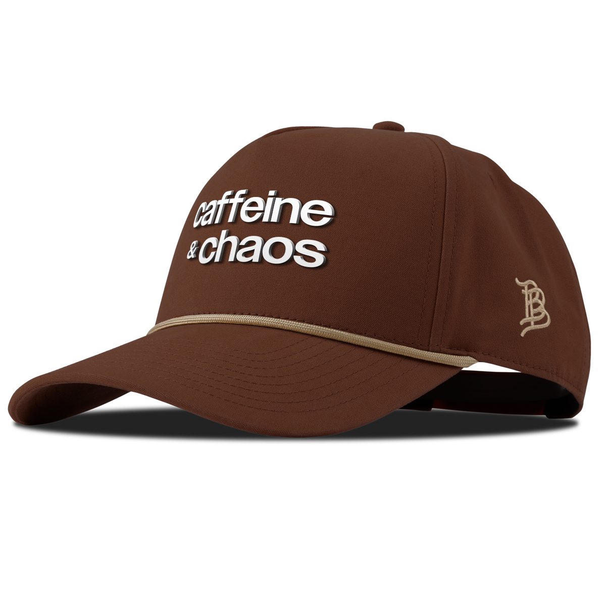 Caffeine & Chaos Curved Canvas 5 Panel Rope Vintage Rust