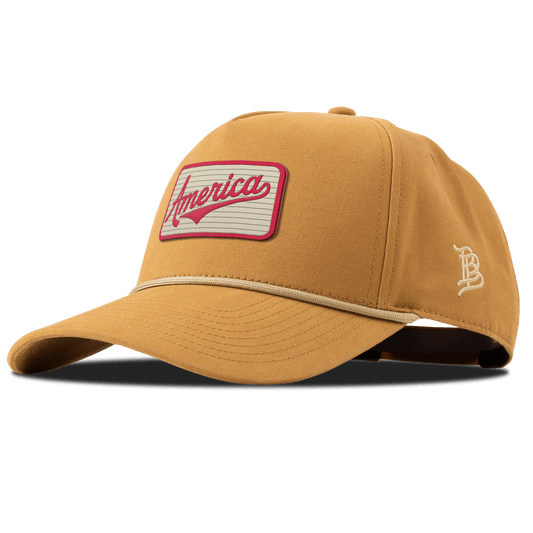 America Badge Curved Canvas 5 Panel Rope Wheat