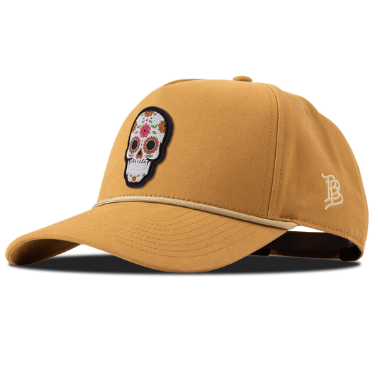 Flower Skull PVC Canvas 5 Panel Rope Wheat