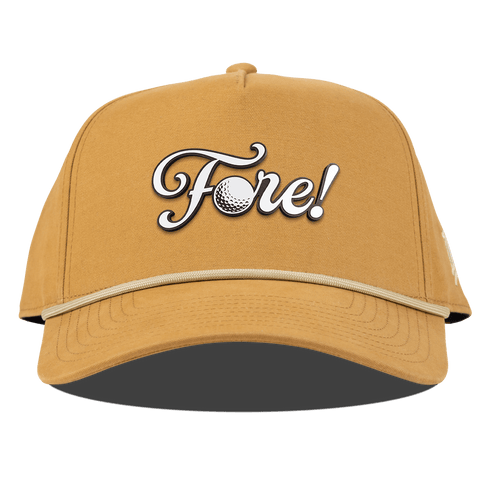 Fore! Script Curved Canvas 5 Panel Rope Wheat
