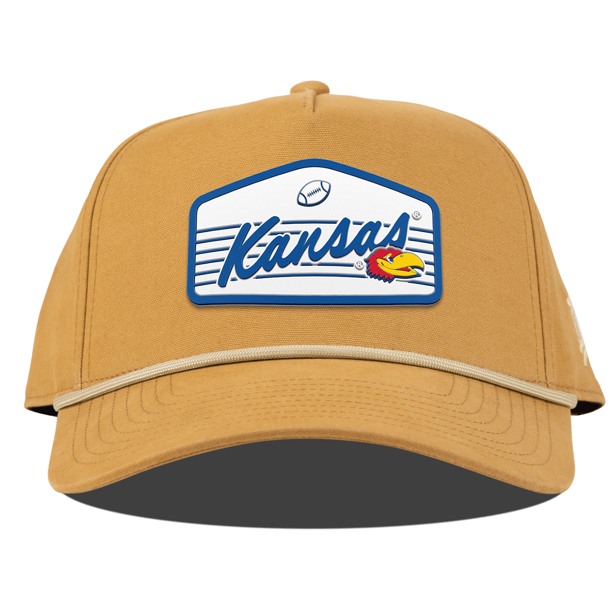 University of Kansas "Jayhawks Football" Curved Canvas 5 Panel Rope Wheat