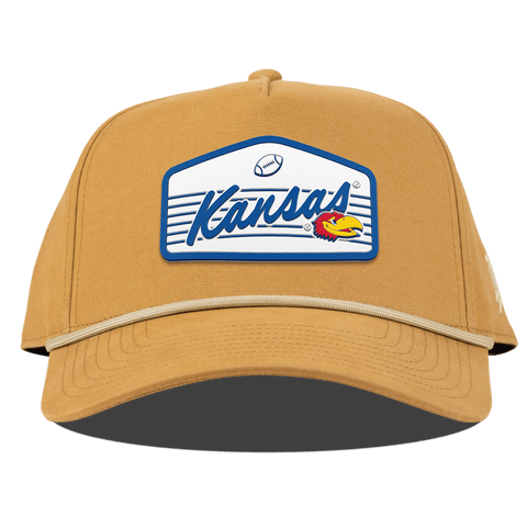 University of Kansas "Jayhawks Football" Curved Canvas 5 Panel Rope Wheat
